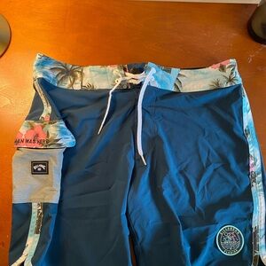 Custom Billabong Blue and Floral Board Shorts